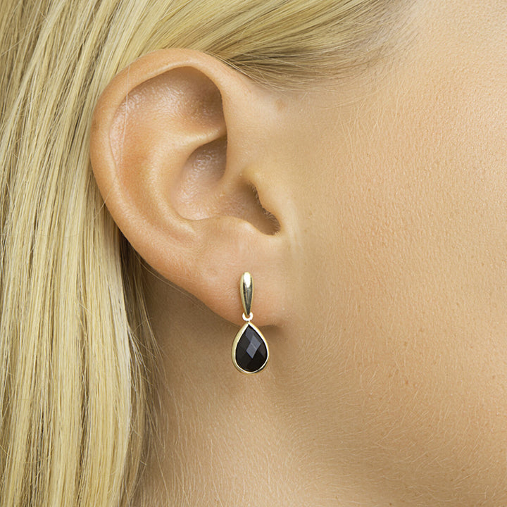 Ohrringe Onyx 14K Gelbgold