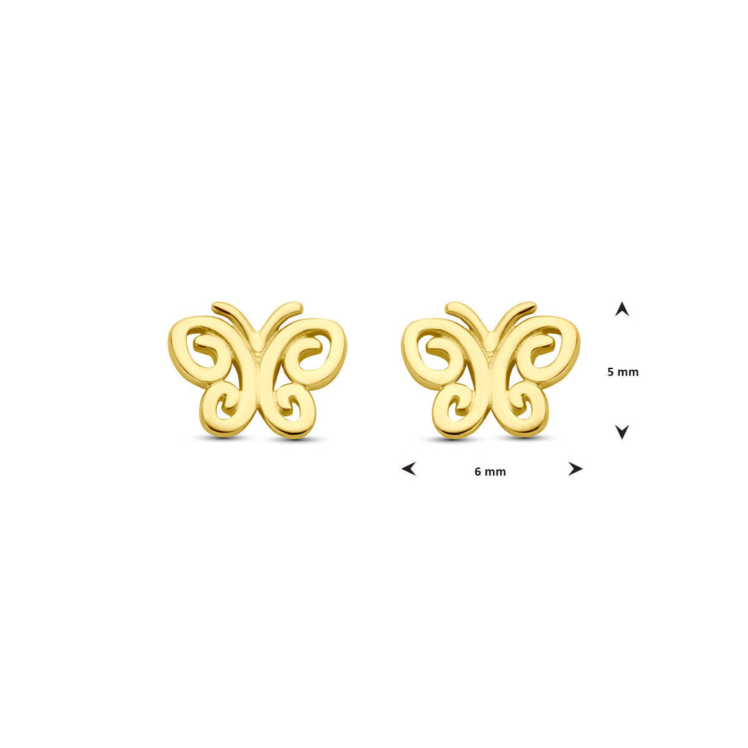 oorknoppen vlinders 5,5 mm 14K geelgoud