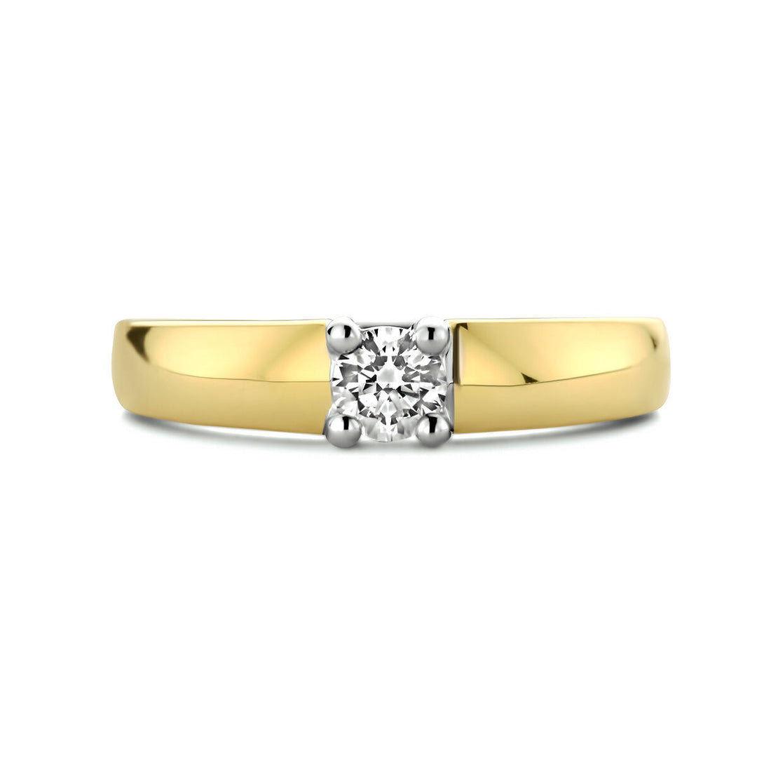 Ring Zirkonia 14K Bicolor Gold Gelb/Weiß