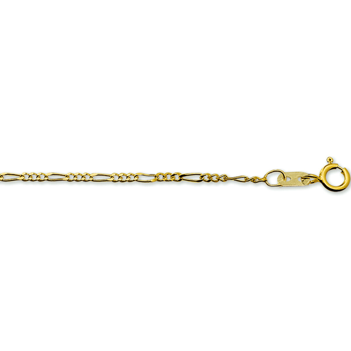 Armband aus 14K Gelbgold mit Figaro-Muster und Karabinerverschluss, 1,6 mm breit und 18 cm lang