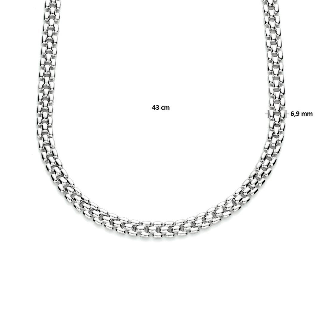 Halskette Panther 6,9 mm 43 cm Silber rhodiniert