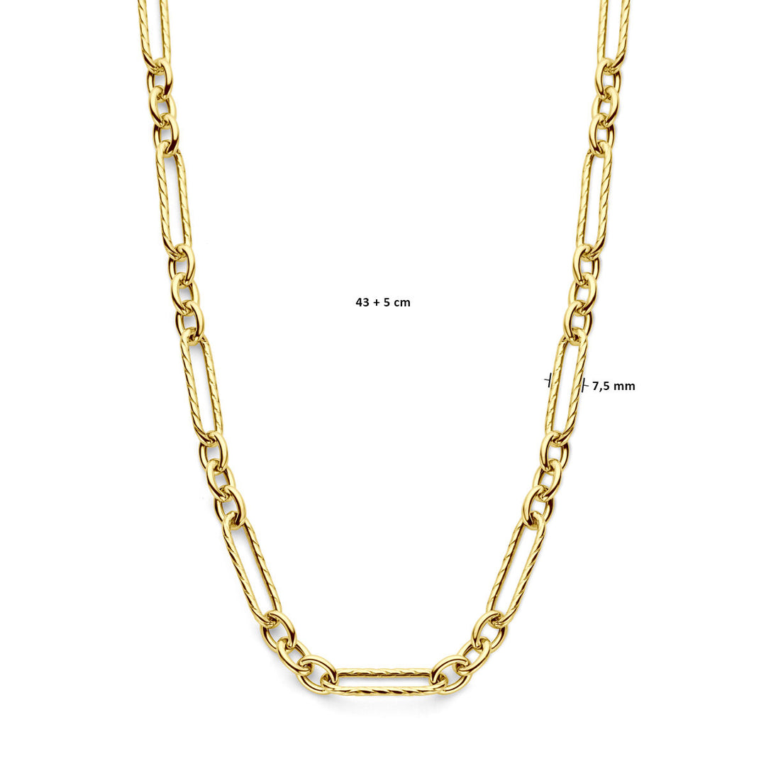 Halskette 7,5 mm 43 + 5 cm 3 Mikron Silber vergoldet (gelb)