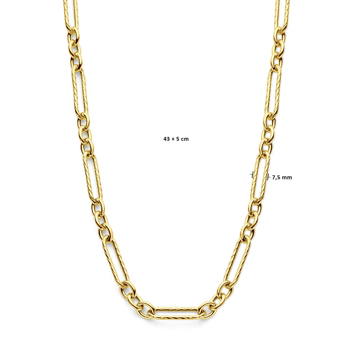 Halskette 7,5 mm 43 + 5 cm 3 Mikron Silber vergoldet (gelb)