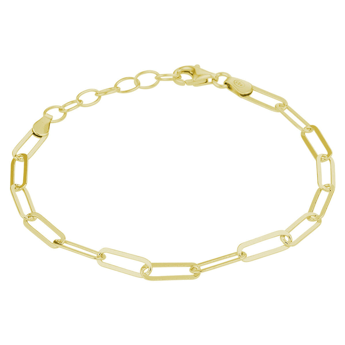 Goudfarbene Paperclip-Armband aus Silber mit ovalen Gliedern