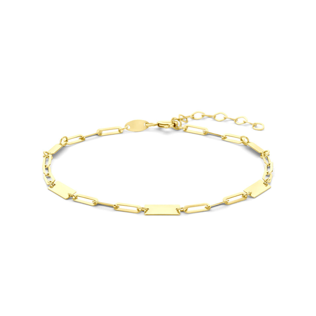 Geelgoudkleurige armband met plaatjes – 9k