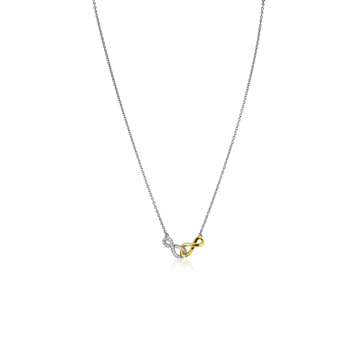 Halskette aus Silber mit einem goldenen Unendlichkeitssymbol als Anhänger