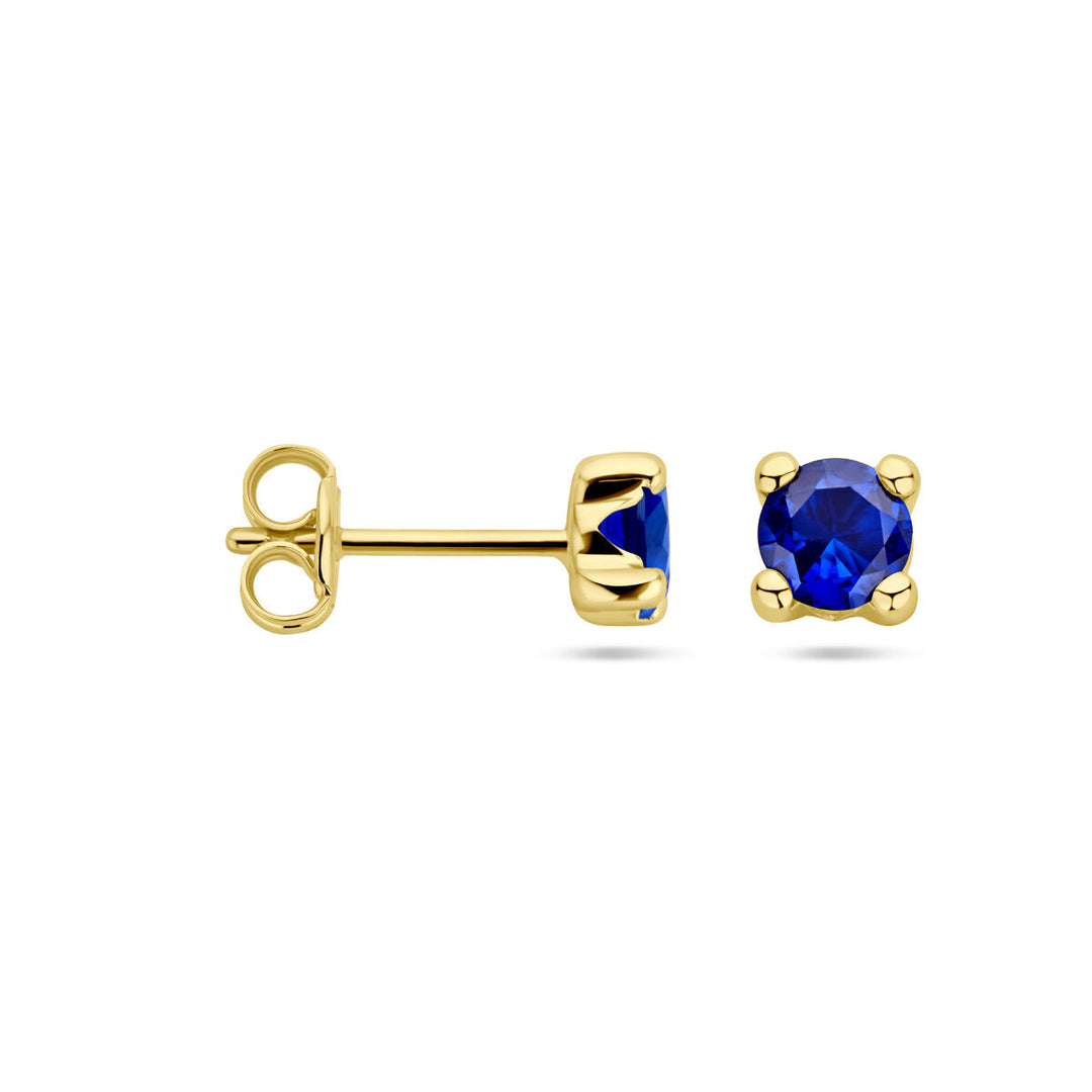 Ohrstecker Synth. Saphir 14K Gelbgold