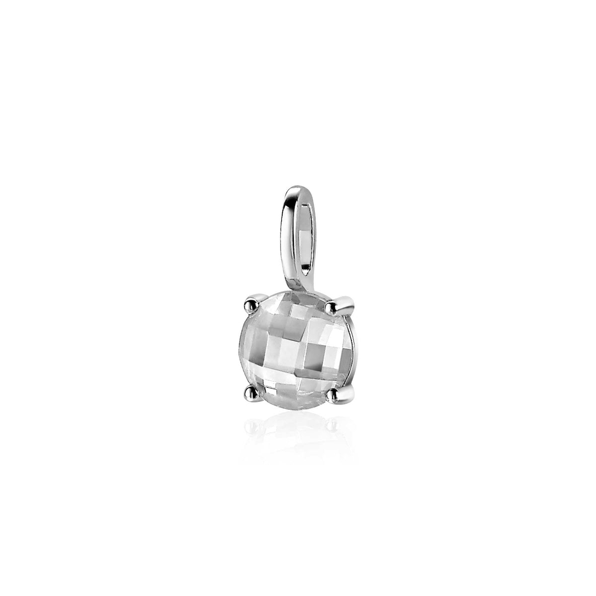 Hänger aus Silber mit facettiertem, klaren Edelstein in runder Form