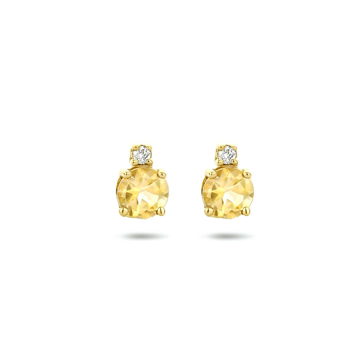 Ohrstecker Citrin und Diamant (2x 0,015 ct) h si 14K Gelbgold