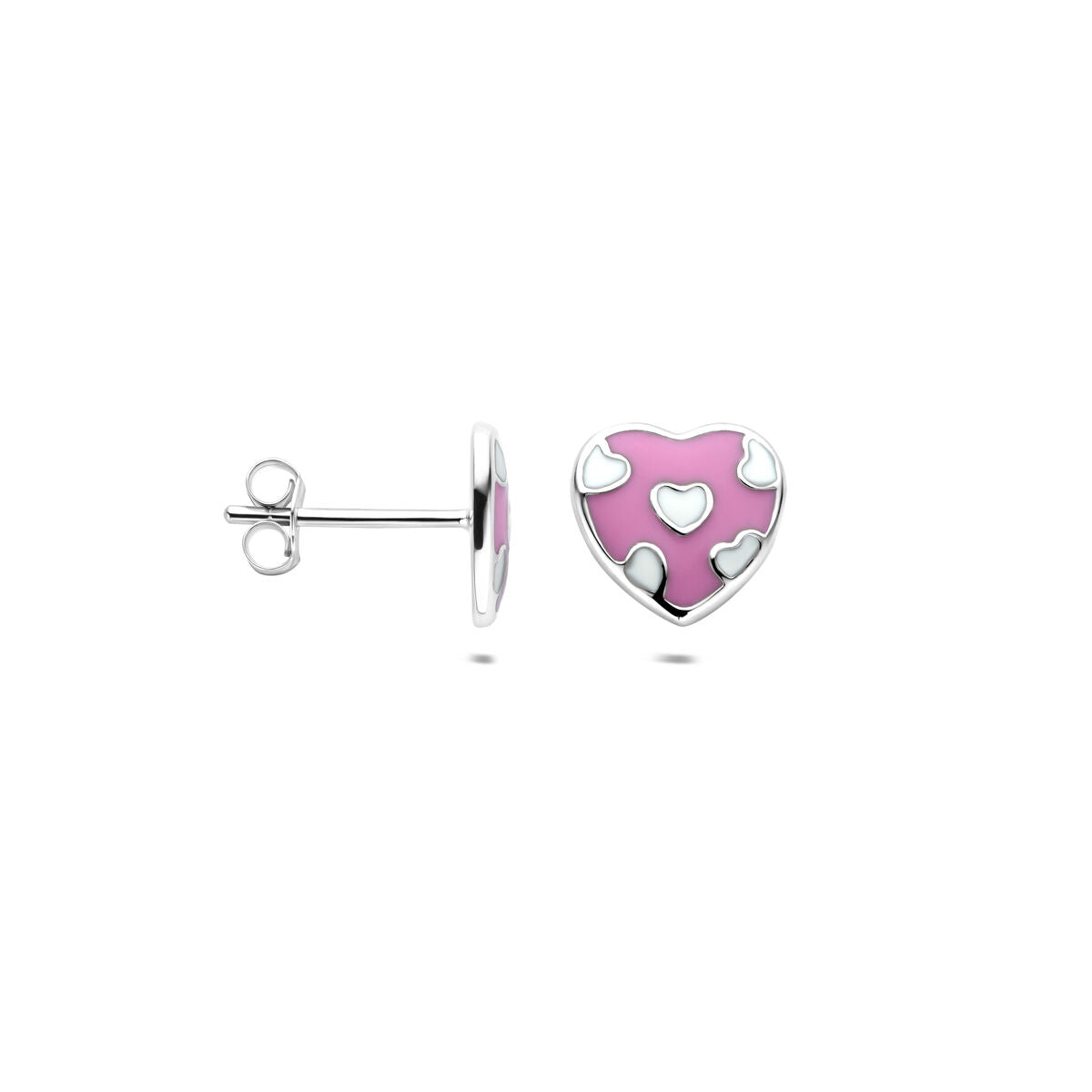 Herz-Ohrstecker 8,5 mm rhodiniertes Silber