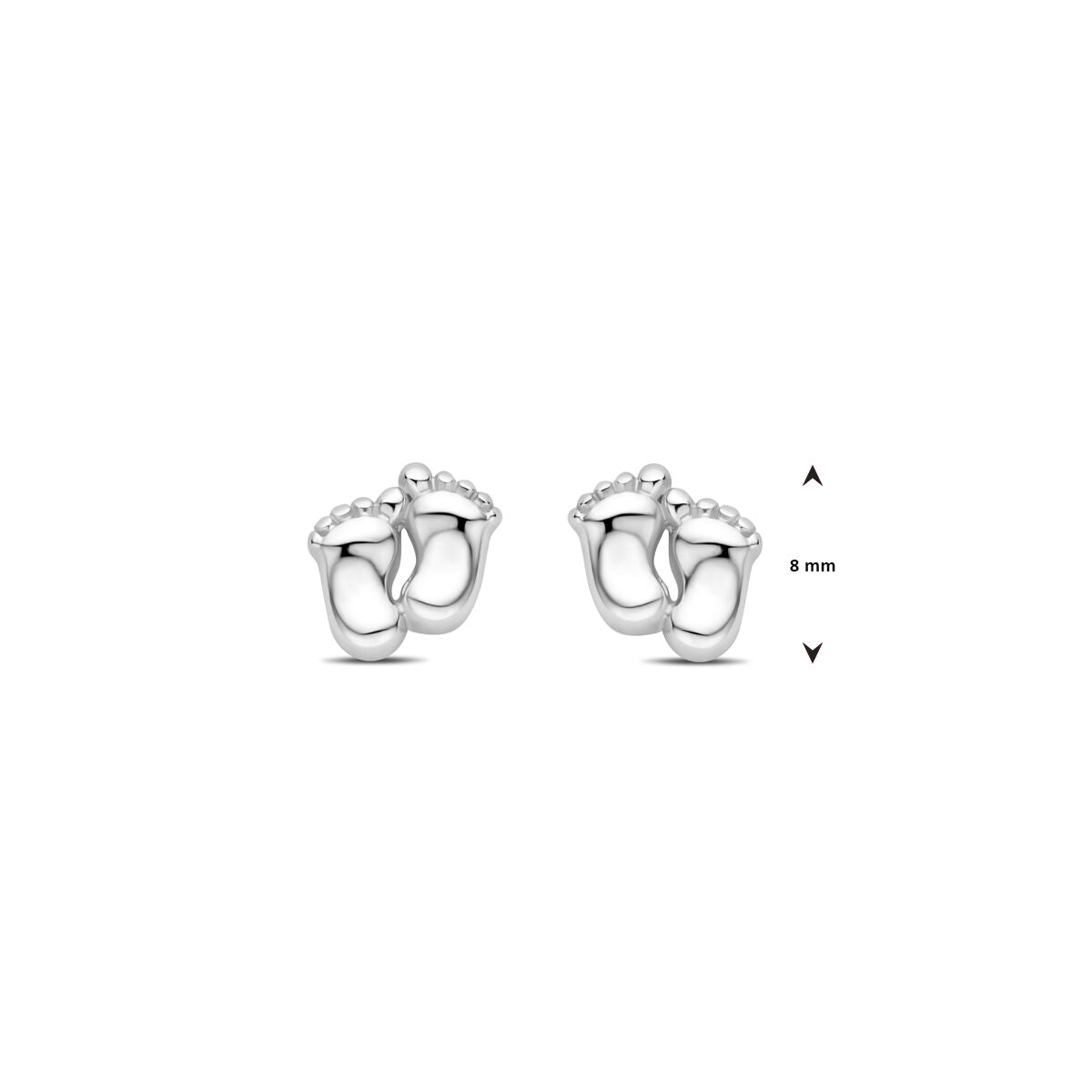 Ohrstecker Babyfüße 8 mm Silber rhodiniert