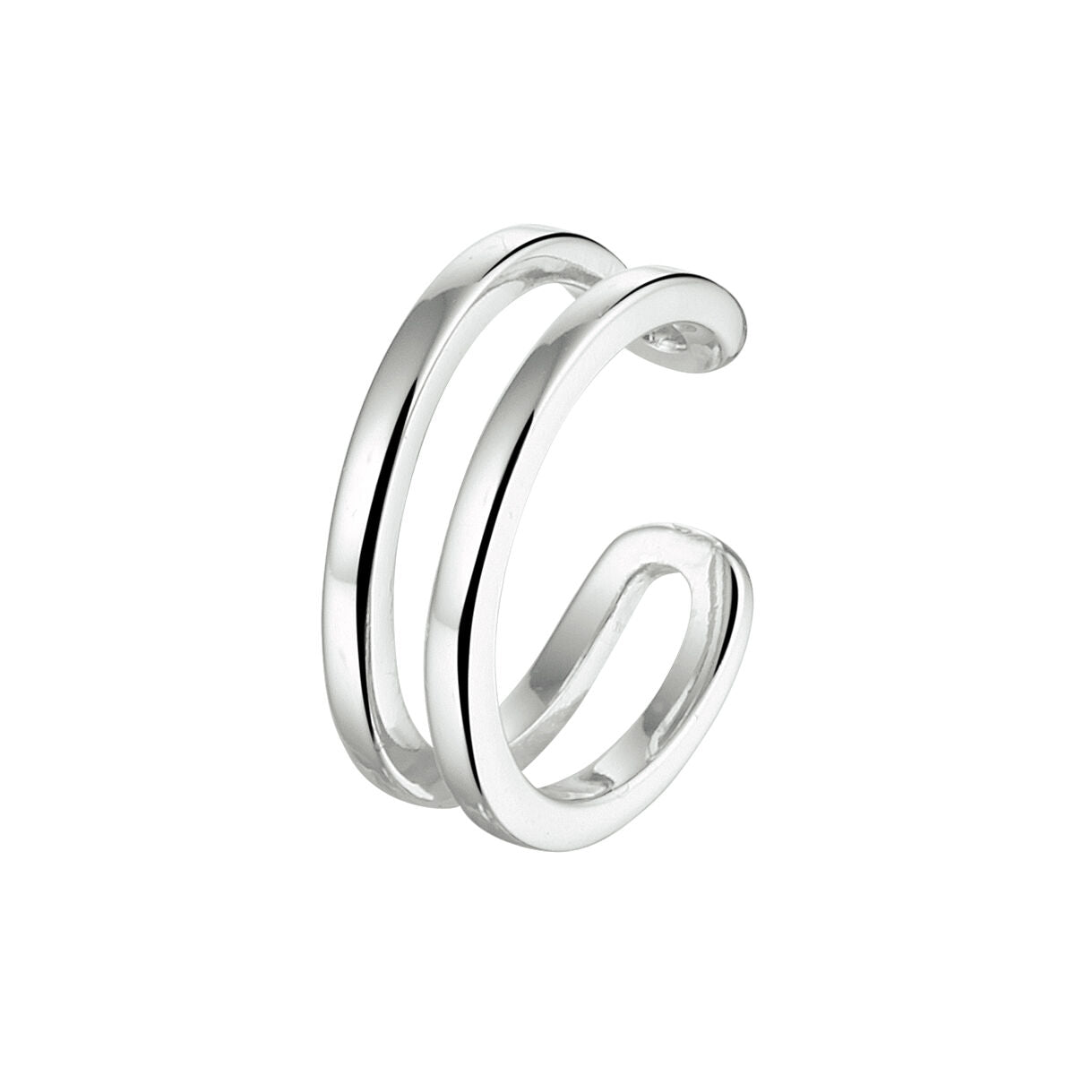Earcuff aus rhodiniertem Silber mit zwei geschwungenen Ringen