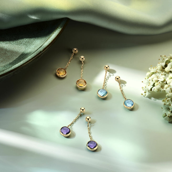 Amethyst-Ohrringe aus 14-karätigem Gelbgold