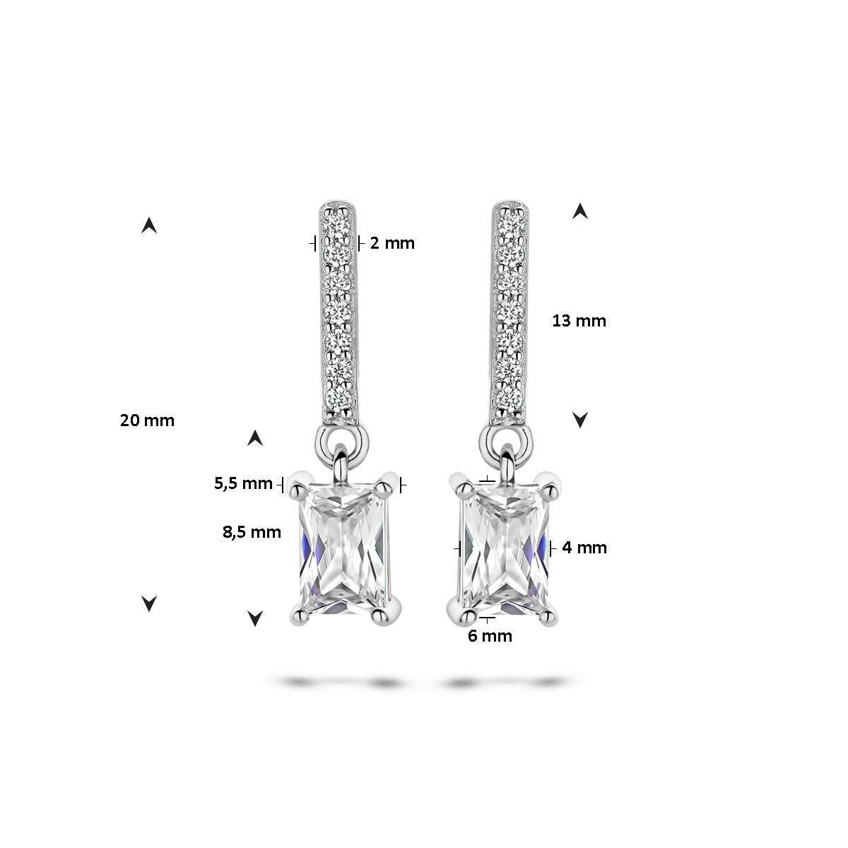 Ohrringe Zirkonia Silber rhodiniert