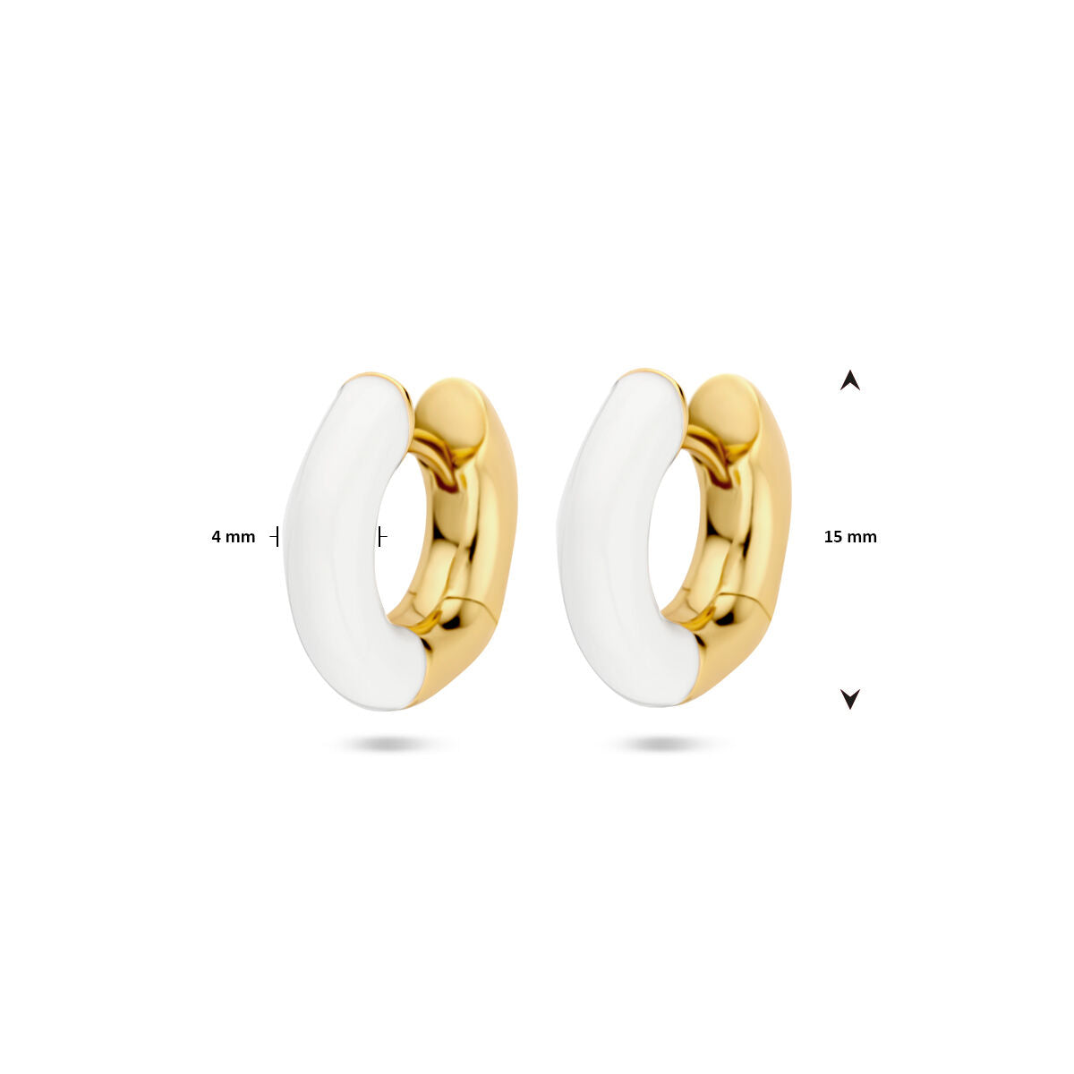 Klappohrringe weiße Emaille 4 mm 1 Mikron vergoldet (gelb)