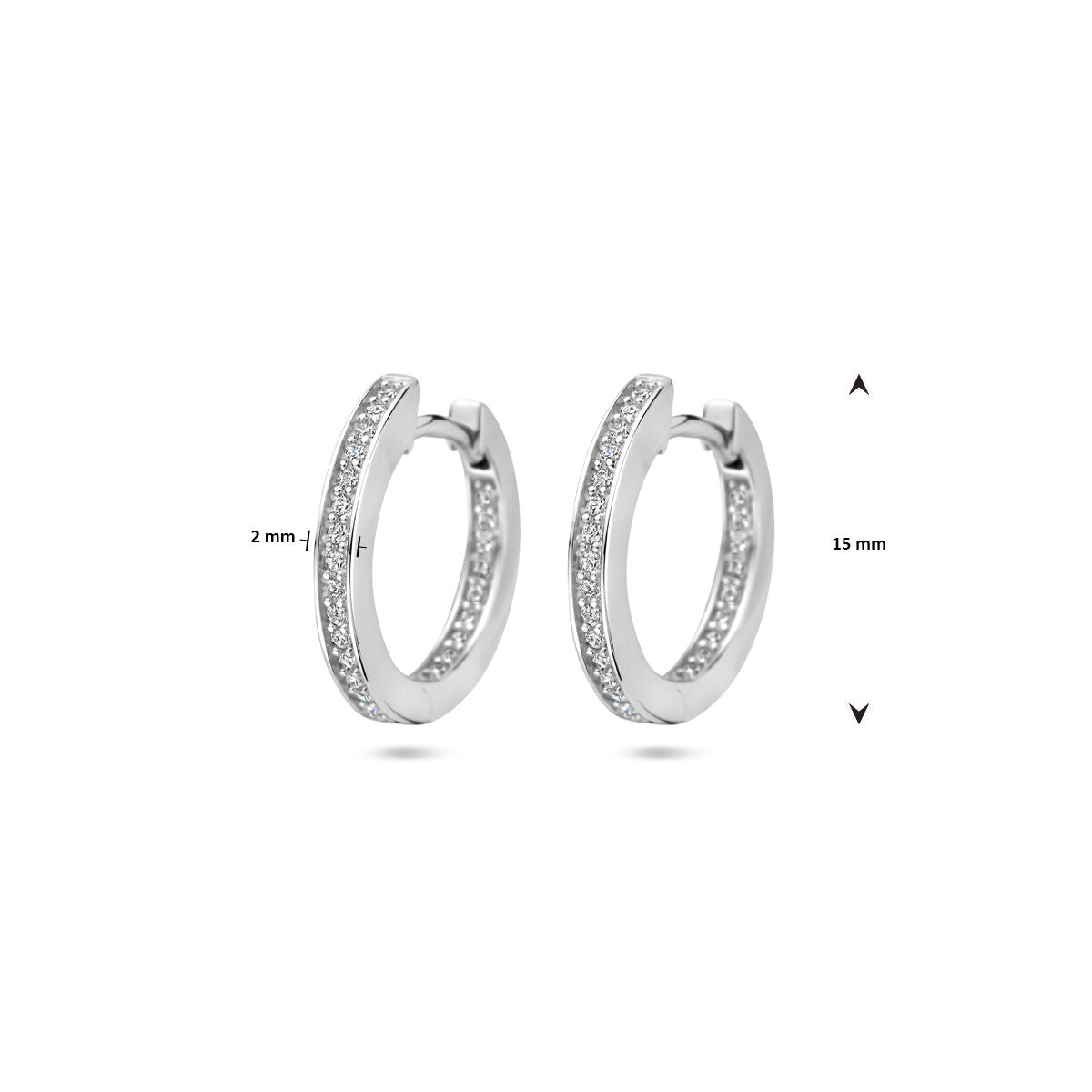 Klappcreolen Zirkonia 2 mm Rohr Silber rhodiniert