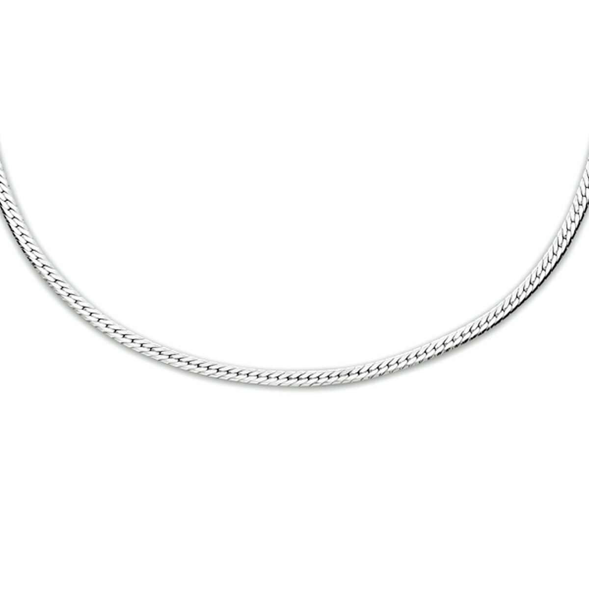 Halskette aus rhodiniertem Silber mit flachem 1,7 mm Design und einer Länge von 40 + 5 cm