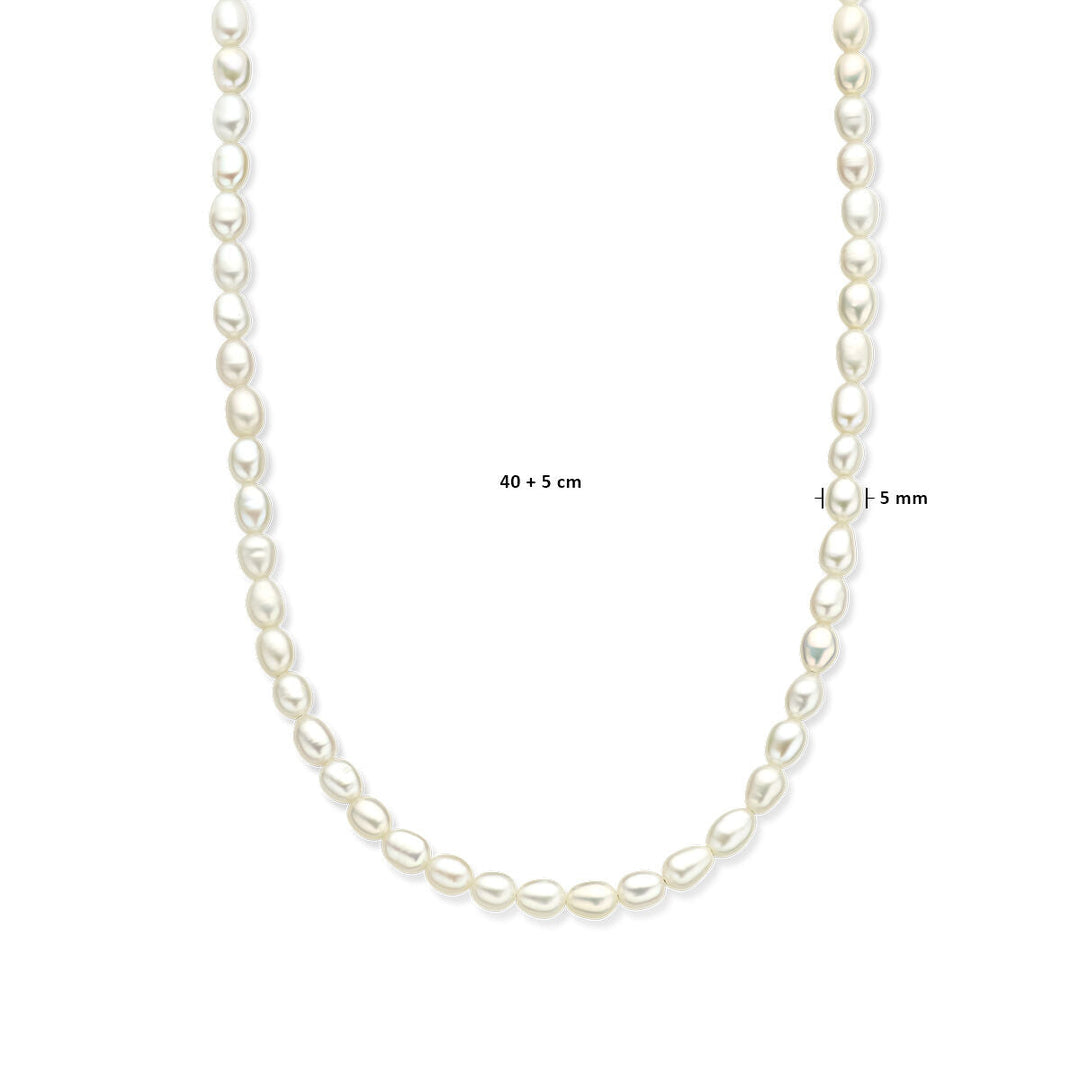 Gold Damenhalskette Perlen 14K