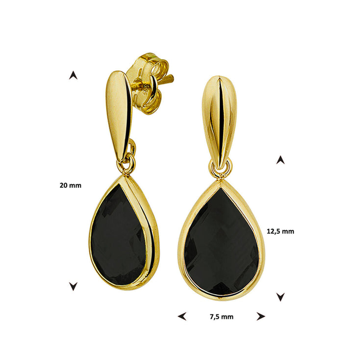 Ohrringe Onyx 14K Gelbgold