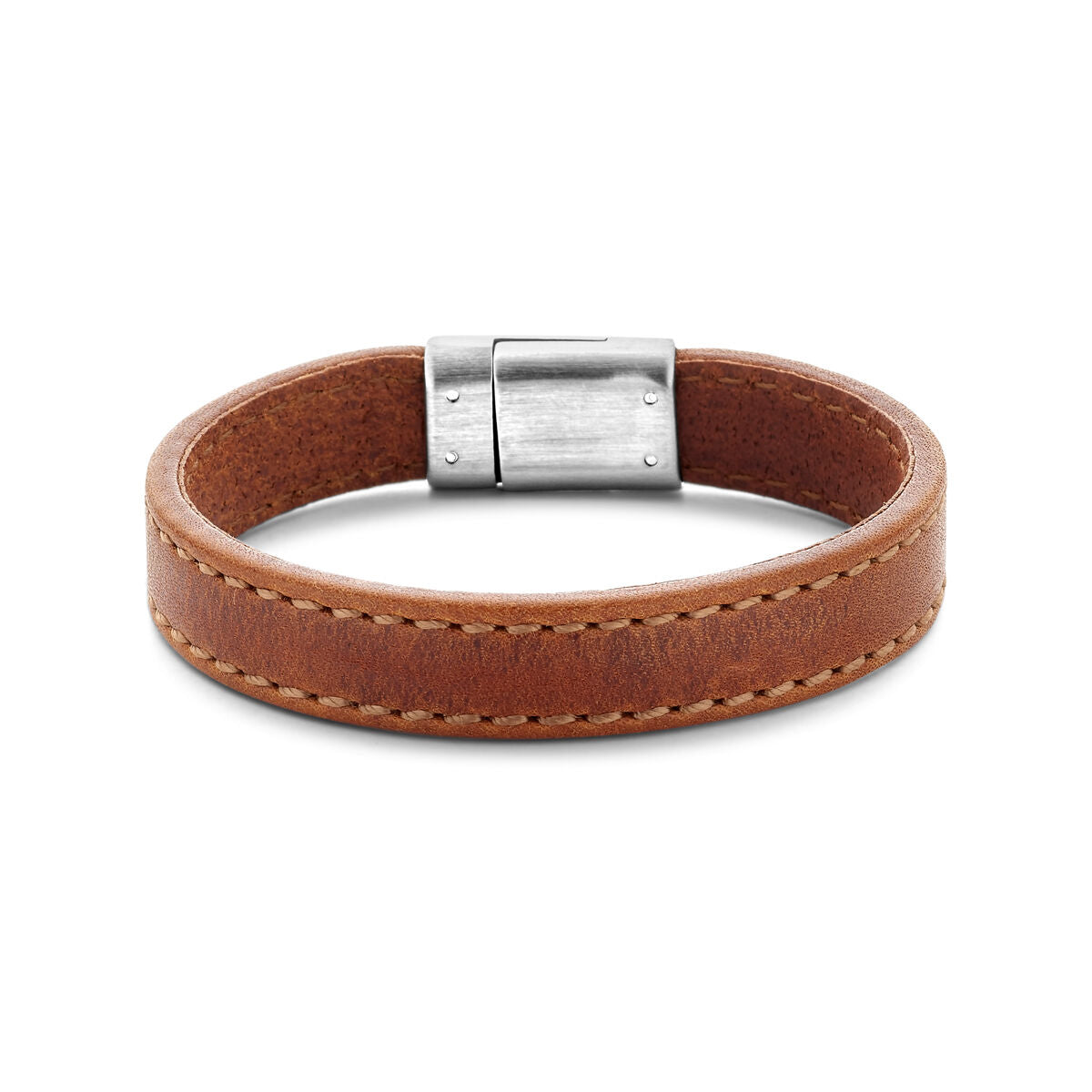 Braune Lederarmband mit 12,5 mm breitem Edelstahlverschluss
