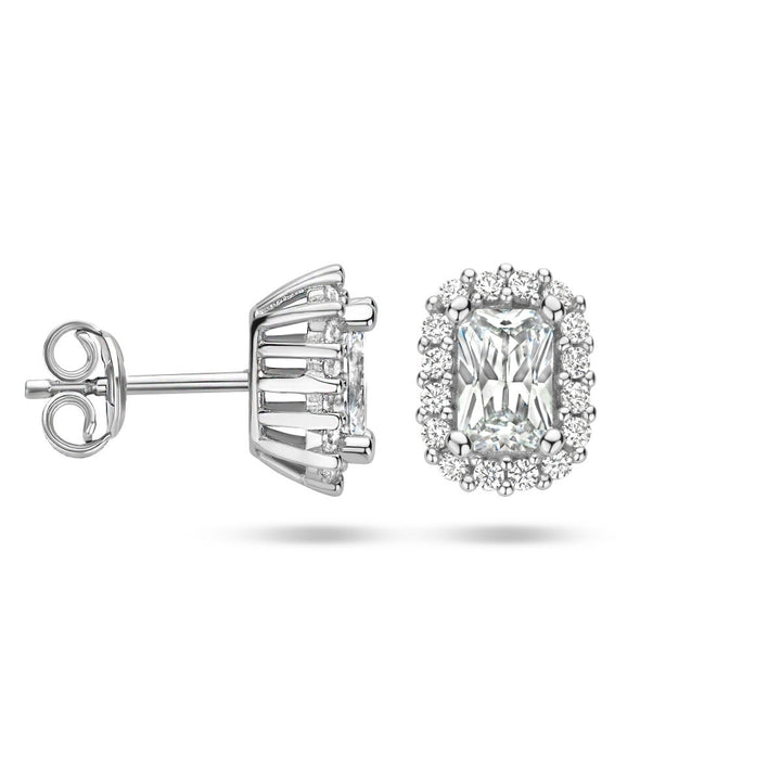 Ohrstecker Zirkonia Halo Silber rhodiniert