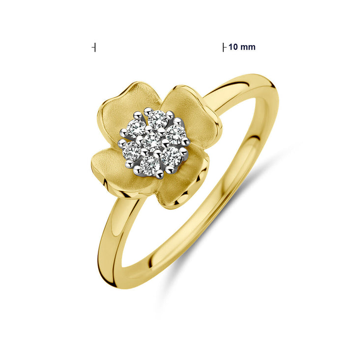 Ring Blume Diamant 0,11 ct h si 14K Bicolor-Gold gelb/weiß