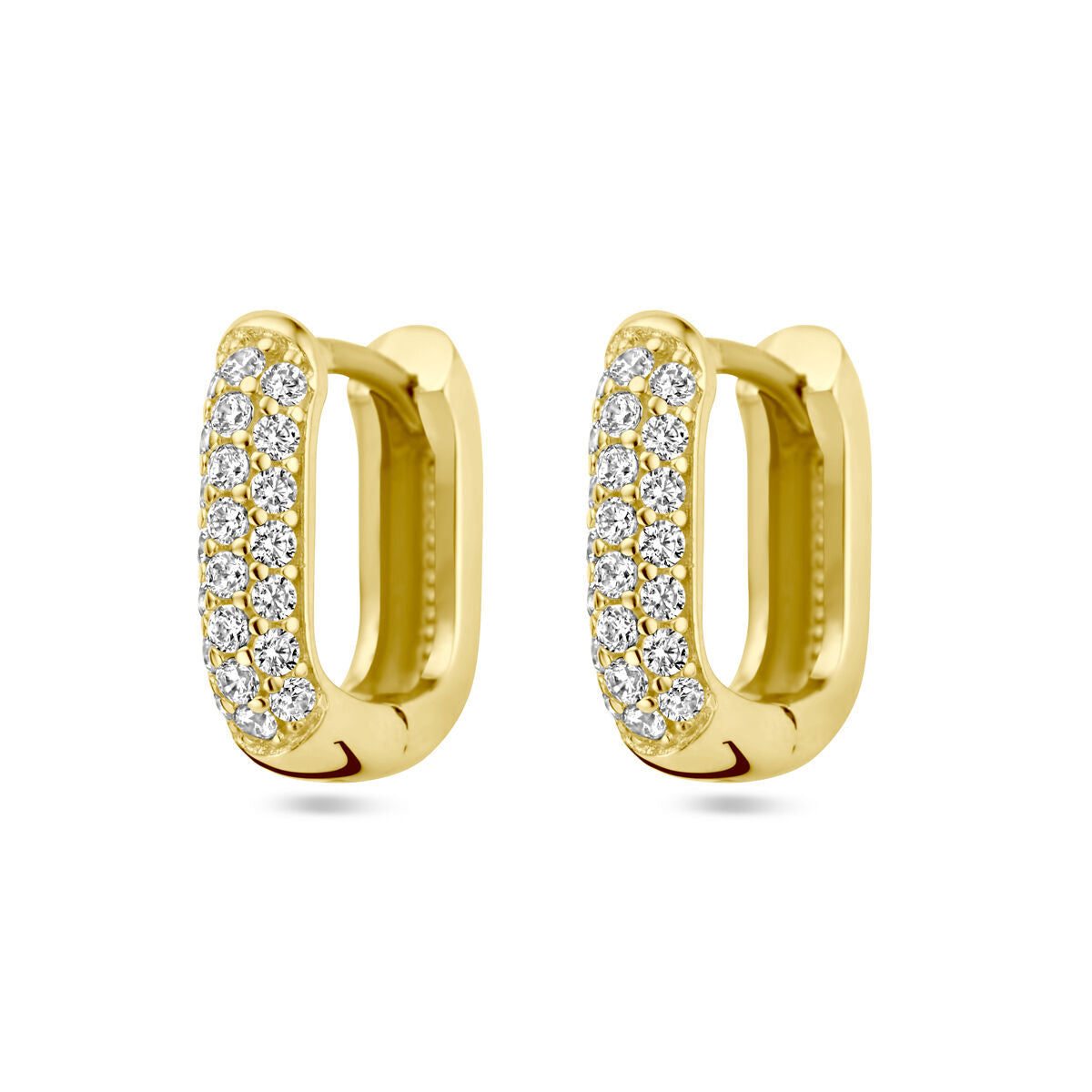 Klapp-Ohrringe aus 14K Gelbgold mit 0,36 ct Diamanten in H SI, ovaler Form und funkelnden Steinen