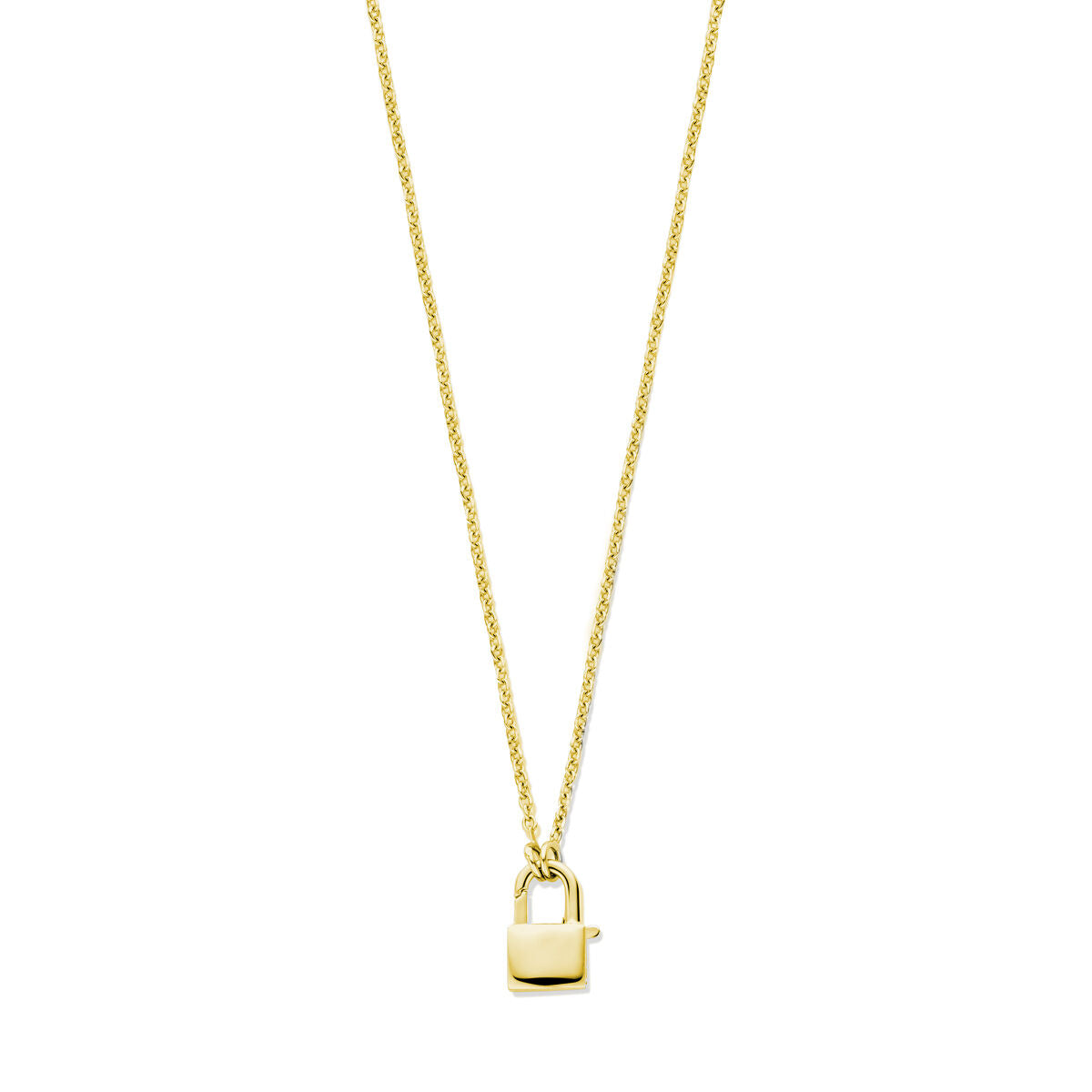 Collier mit 1,5 mm Kette und Schlossanhänger in vergoldetem Silber, 46 cm lang