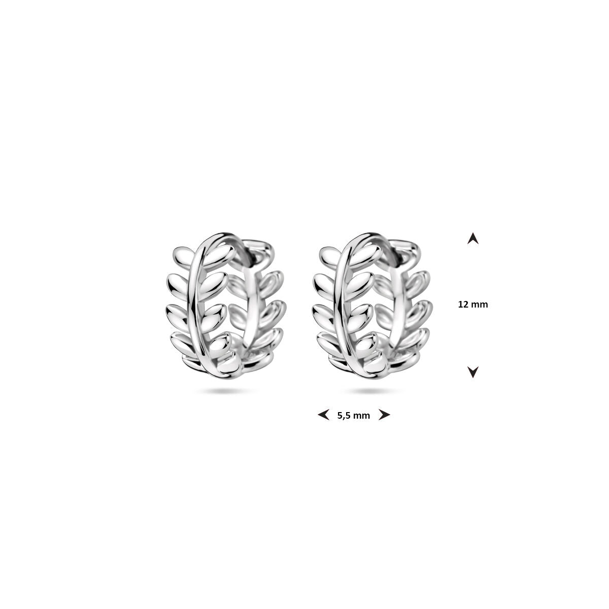 Klappcreolen Blätter 12 mm Silber rhodiniert
