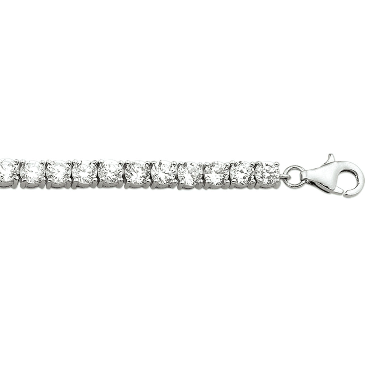 Tennisarmband aus rhodiniertem Silber mit Zirkonia-Steinen, 4,2 mm breit und 18,5 cm lang
