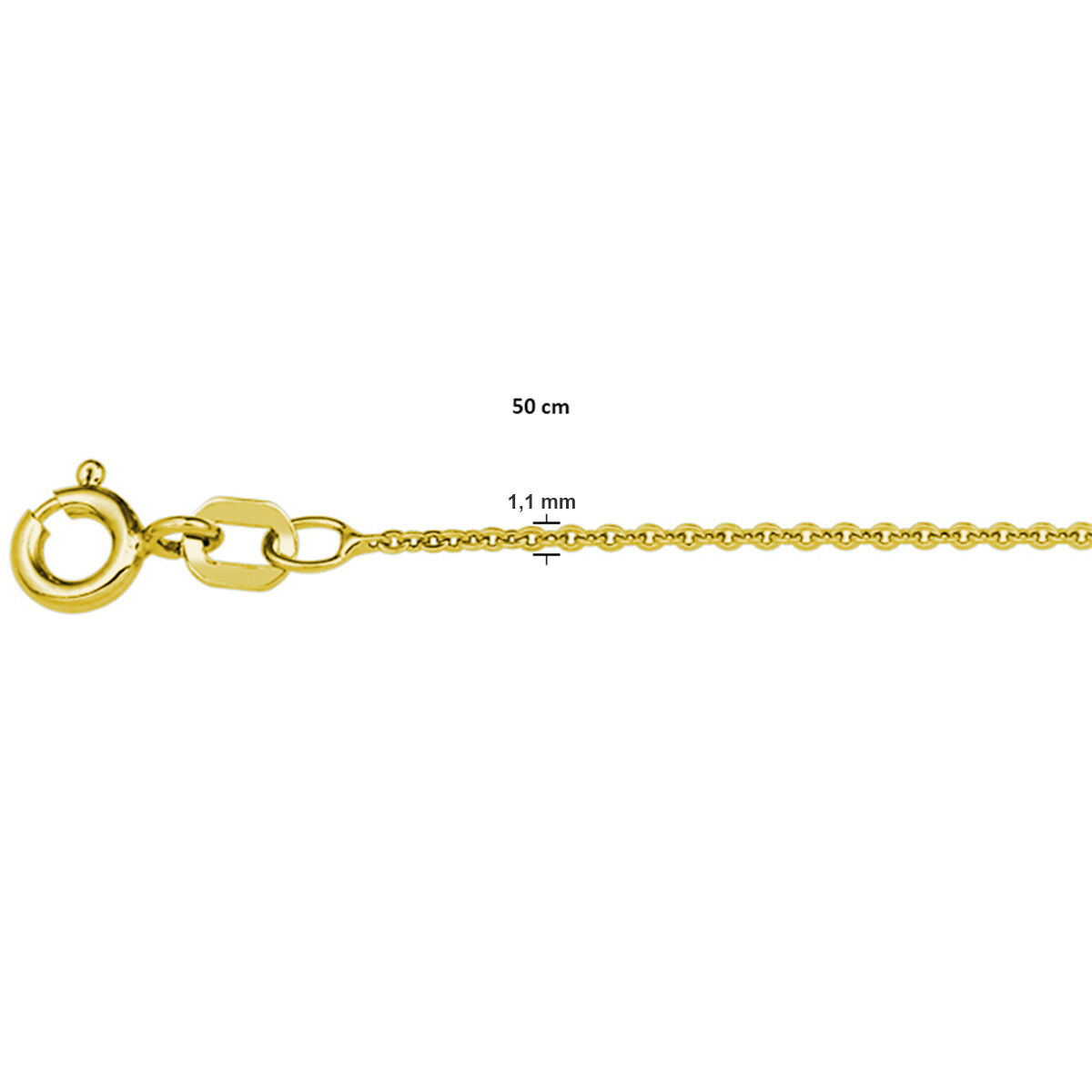 Halskette Anker flach 1,1 mm 3 Mikron Silber vergoldet (gelb)