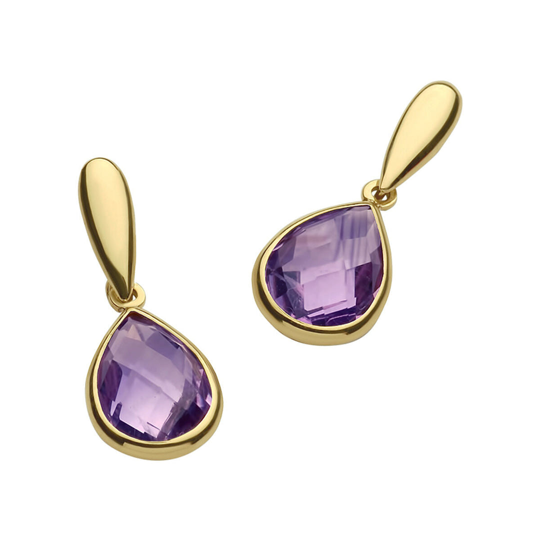 Amethyst-Ohrringe aus 14-karätigem Gelbgold