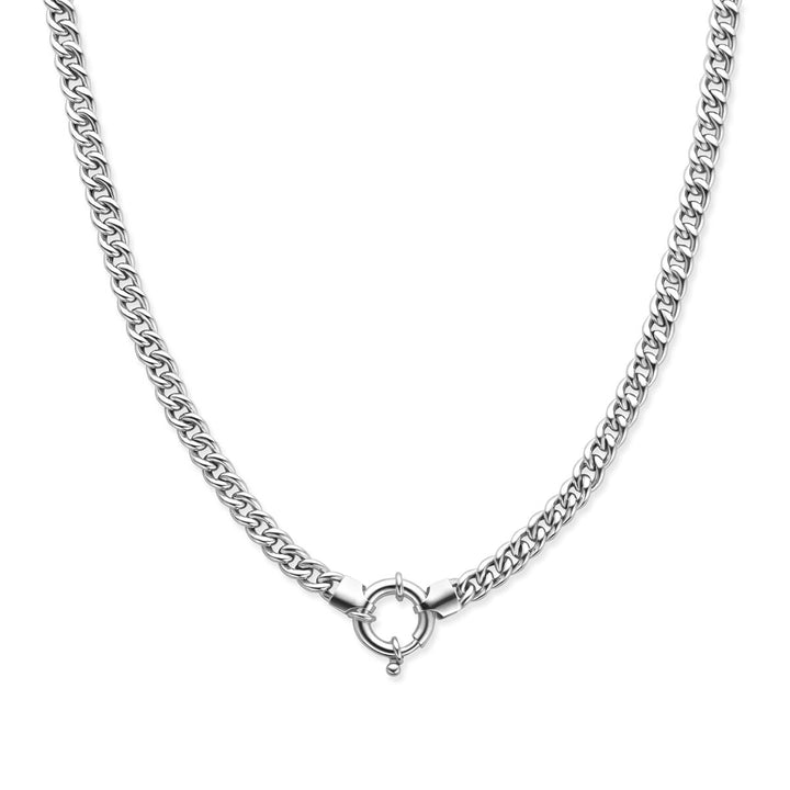 Halskette Gourmette 5,8 mm 45 cm mit großem Karabinerverschluss Silber rhodiniert