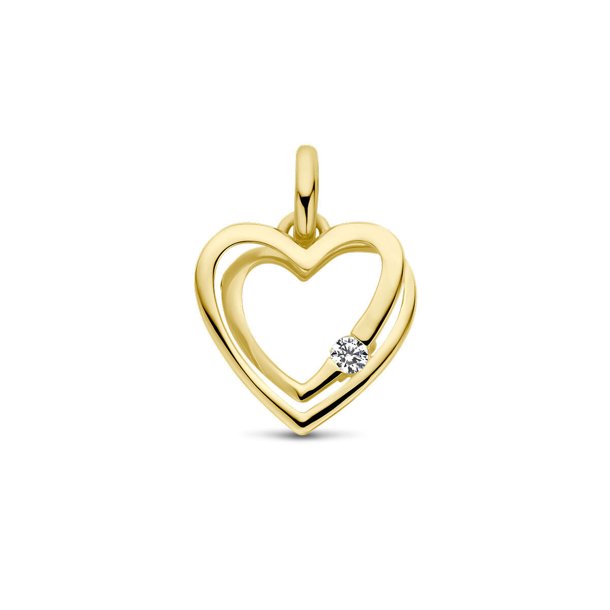 Hänger in Herzform aus 14K Gelbgold mit einem Zirkonia-Stein