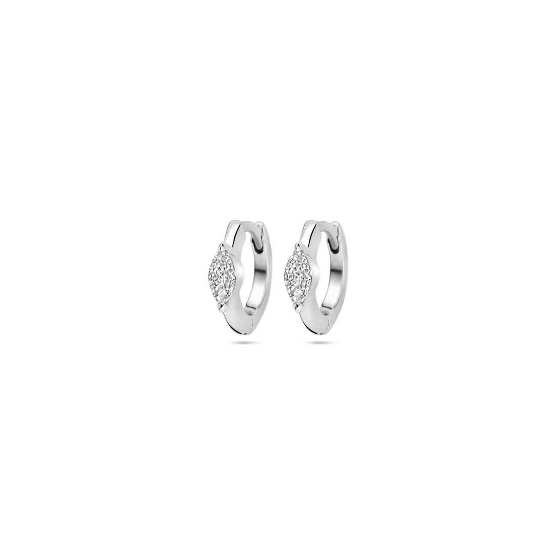 klapoorringen zirkonia 10 mm zilver gerhodineerd