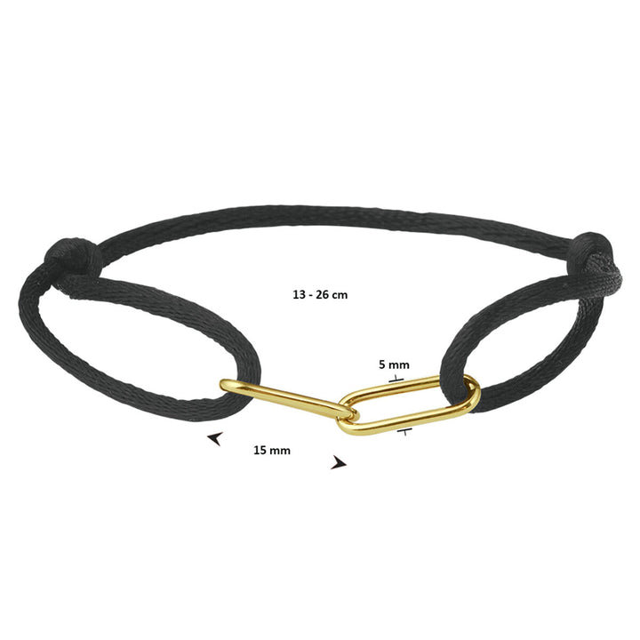 Armband satiniert 14K Gold mit Kautschuk/Nylon/Leder
