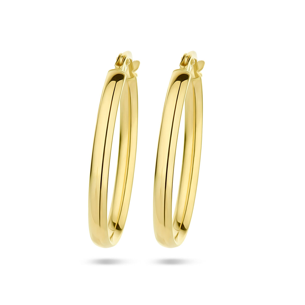 Ovale, halfronde Ohrhänger aus 14K Gelbgold mit glatter Oberfläche