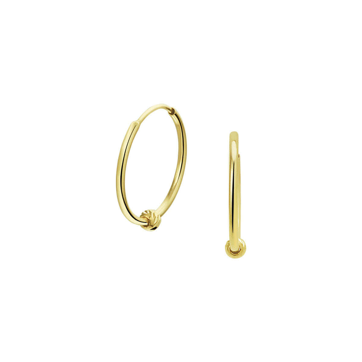 Ohringe aus 14K Gelbgold mit runder Form und einem kleinen Ball-Detail