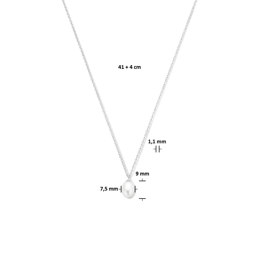 Halskette Perle 41 + 4 cm Silber rhodiniert