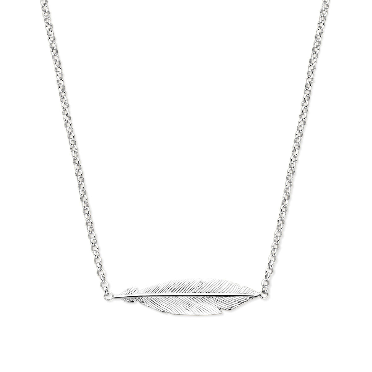 Collier mit gerhodiniertem Silber und einem federförmigen Anhänger