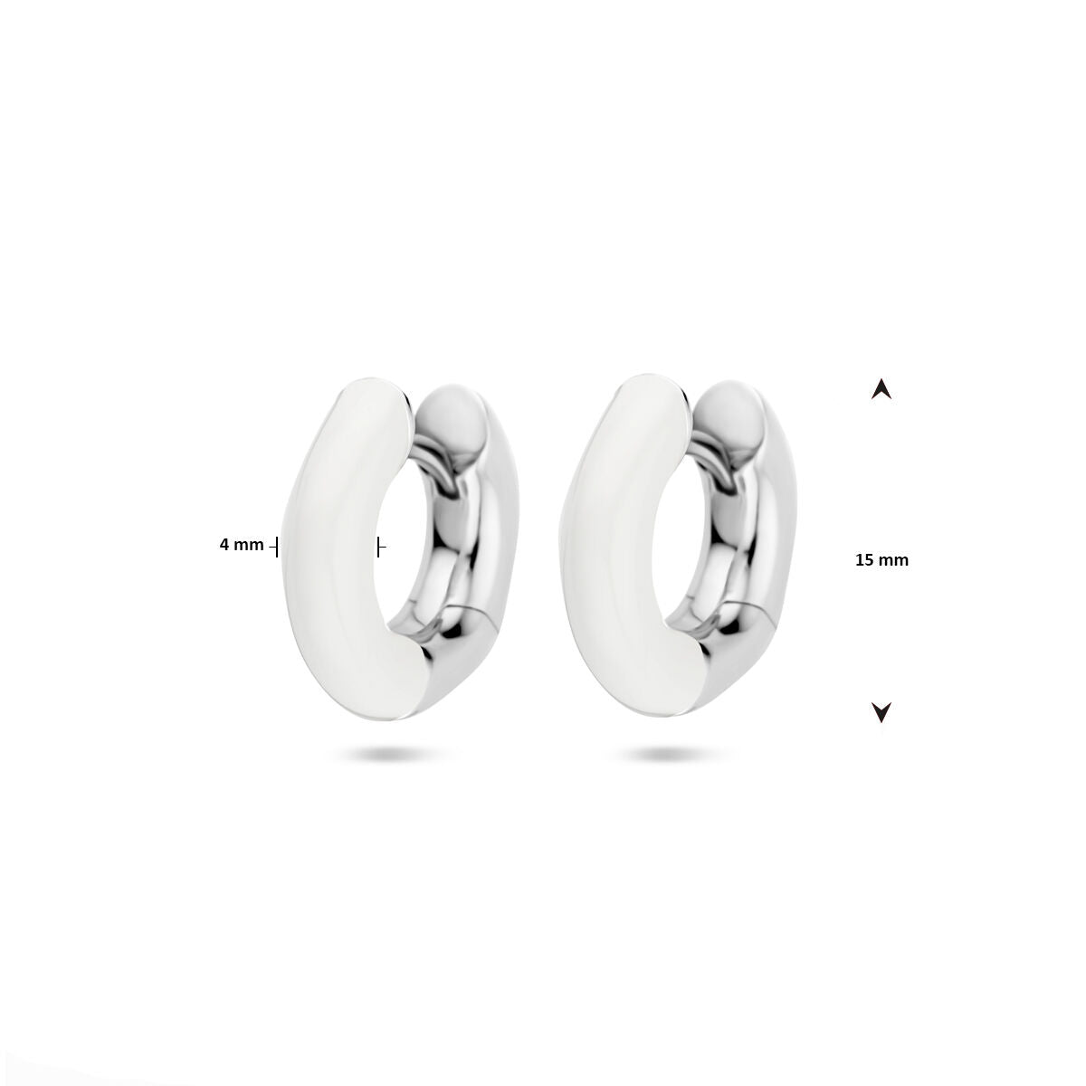 Klappcreolen weiß emailliert 4 mm Silber rhodiniert
