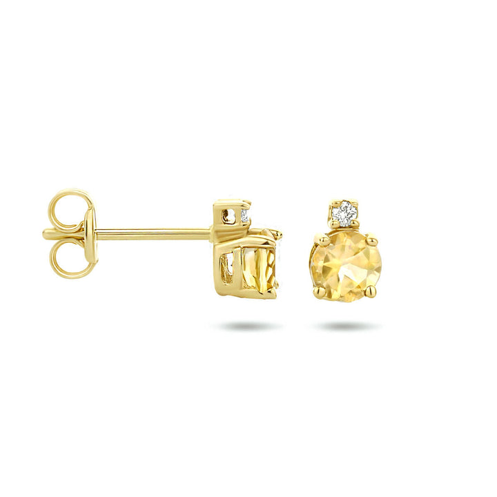 Ohrstecker Citrin und Diamant (2x 0,015 ct) h si 14K Gelbgold