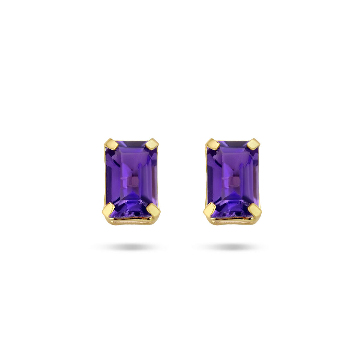 Ohrstecker aus 14K Gelbgold mit rechteckigen Amethysten in lila Farbe