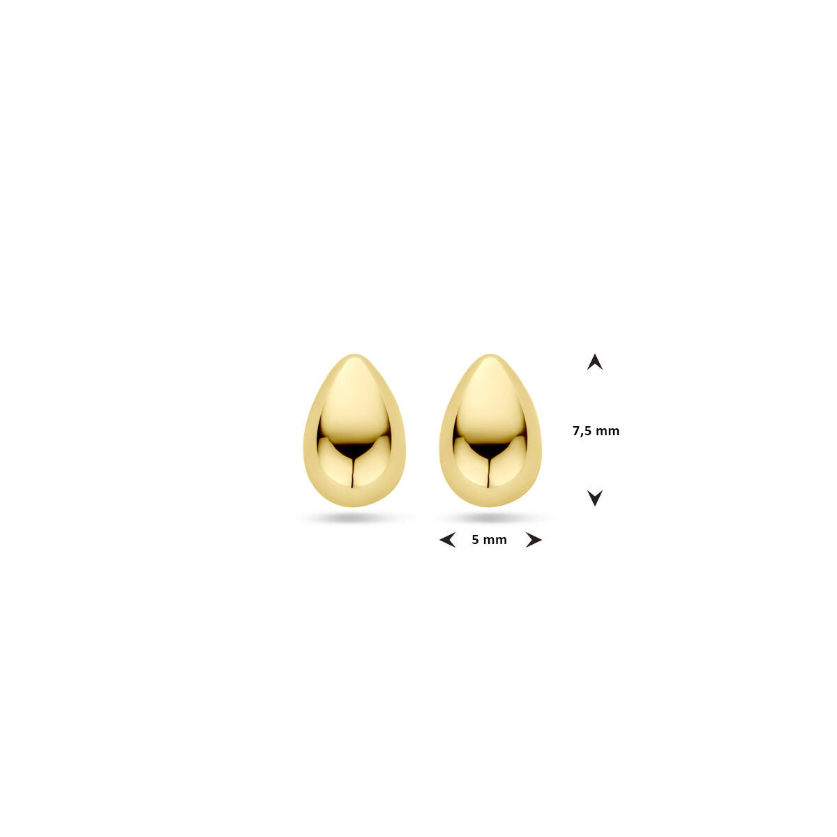Ohrstecker Tropfen 7,5 mm 14K Gelbgold