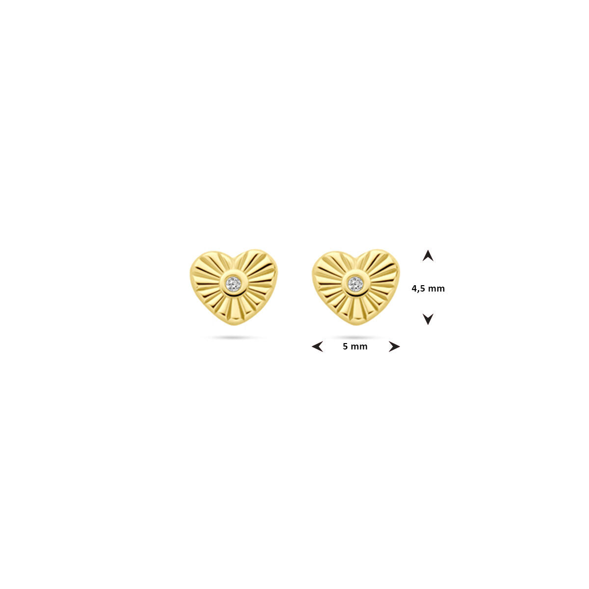 Ohrstecker Herz Zirkonia 4,5 mm 14K Gelbgold