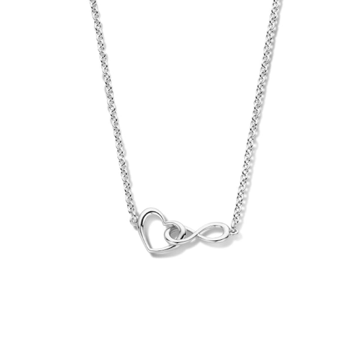 Halskette Herz und Unendlichkeit 42 + 3 cm Silber rhodiniert