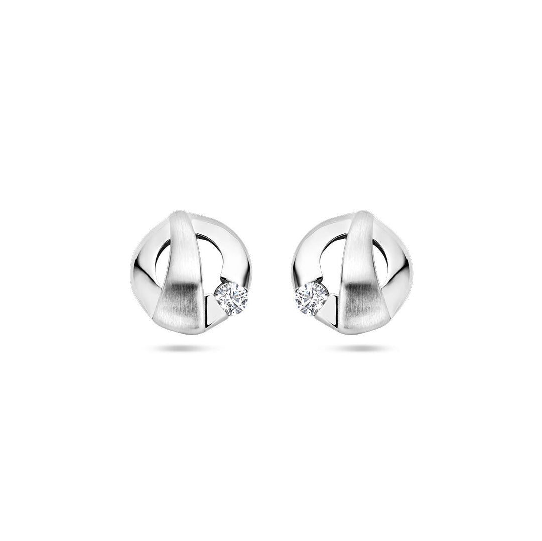 Ohrstecker Zirkonia Poly/Silber matt rhodiniert