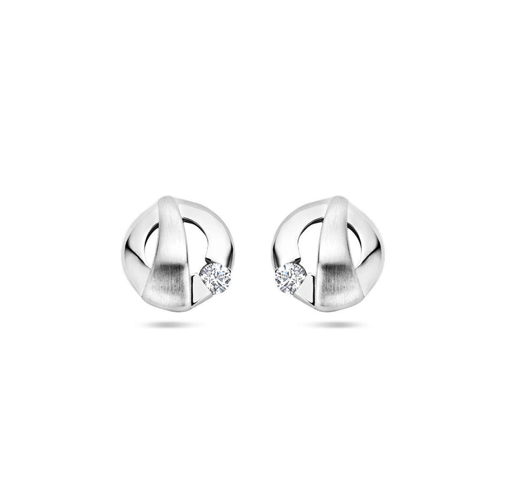 Ohrstecker Zirkonia Poly/Silber matt rhodiniert