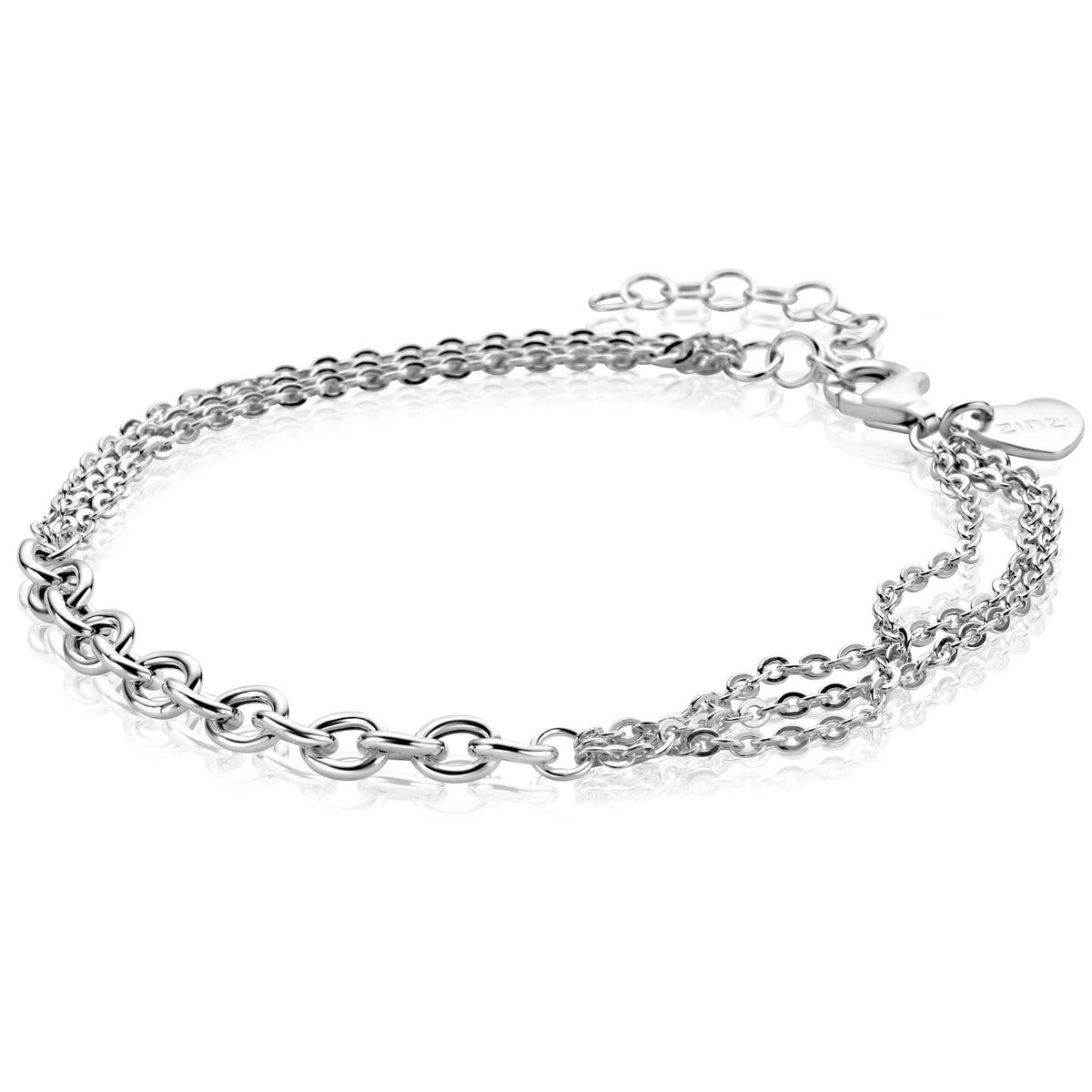 Silberne Multi-Gliederarmband mit Jasseron-Gliedern und Verlängerungskette