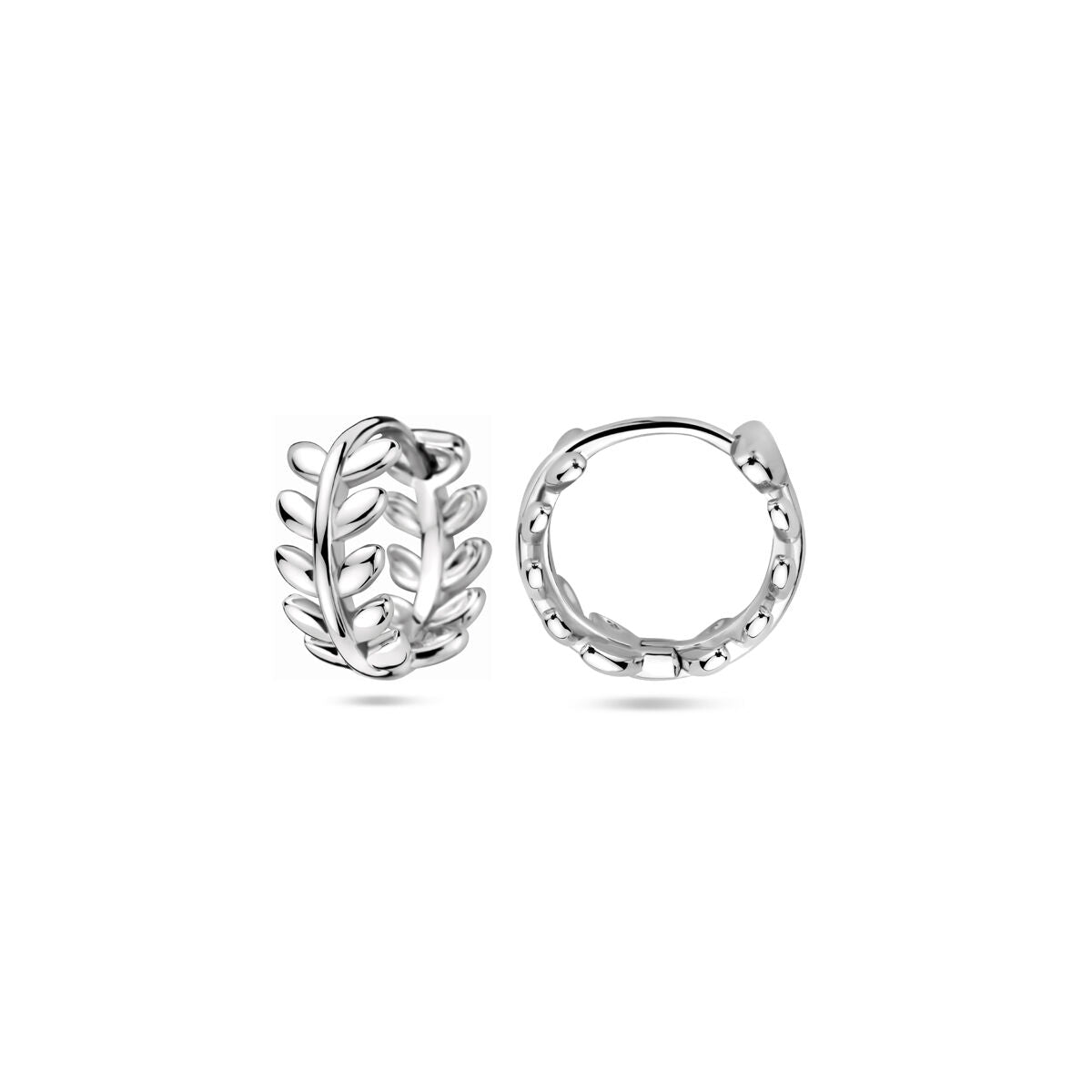 Klappcreolen Blätter 12 mm Silber rhodiniert
